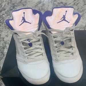 Air Jordan 5 Retro White and Purple